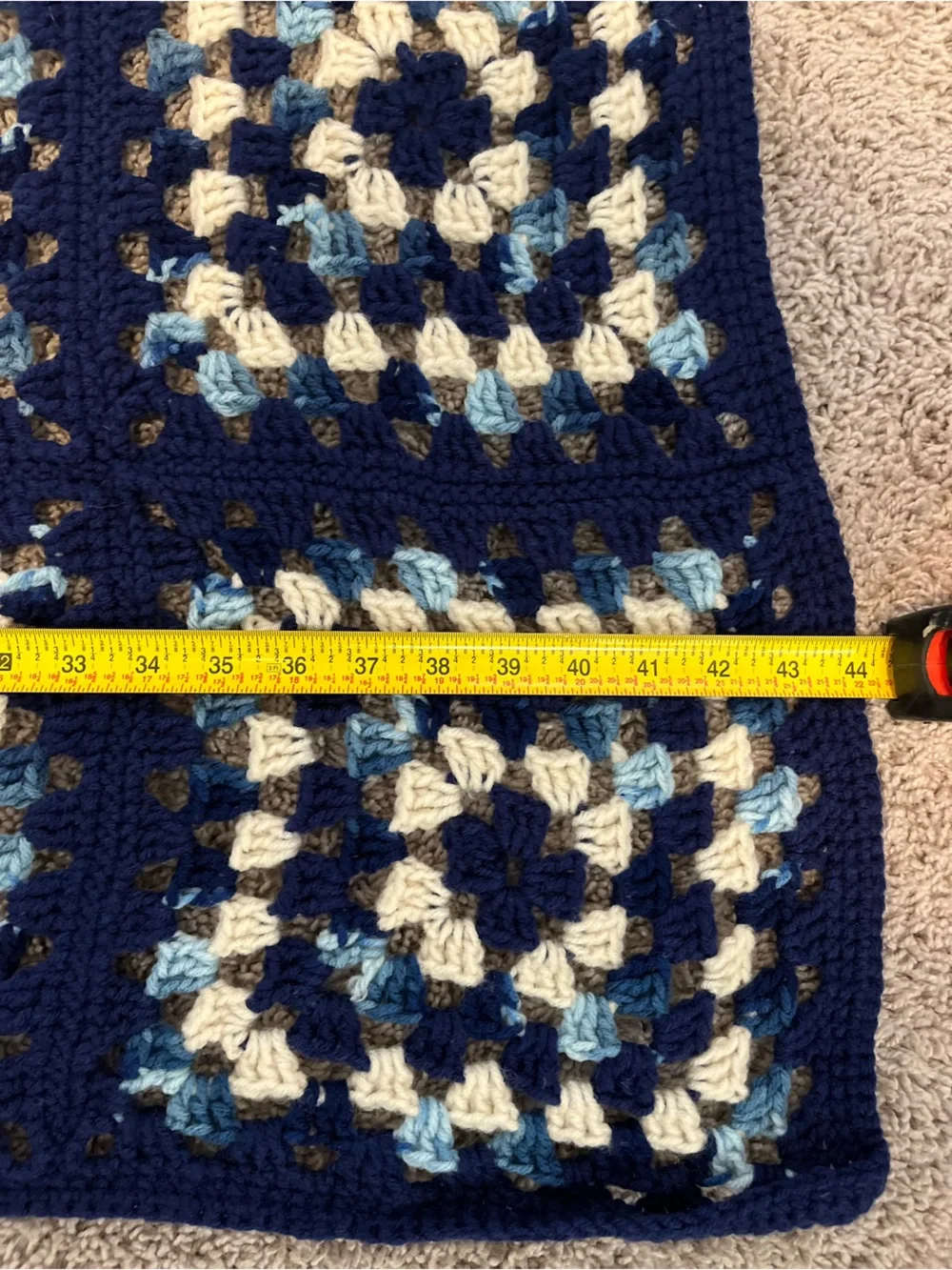 Cozy Navy & Cream Crochet Throw Blanket